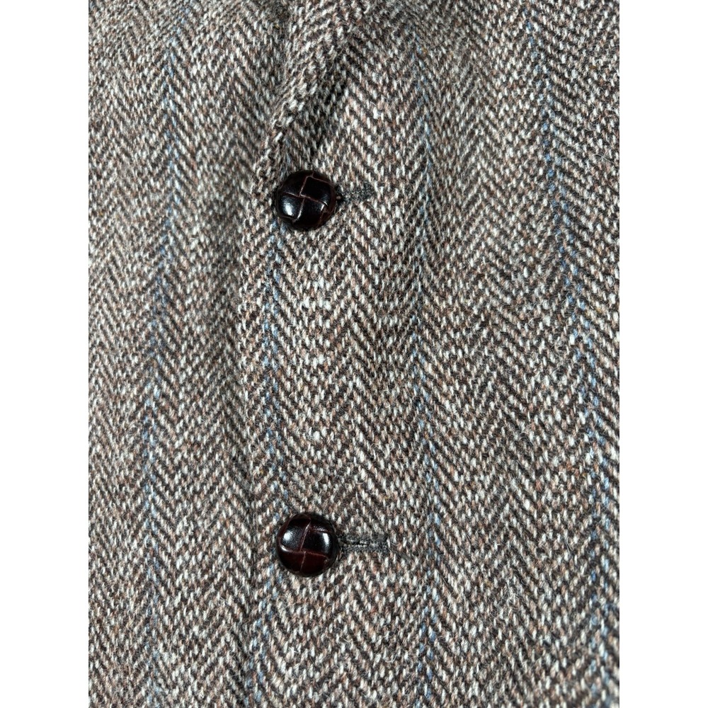Vtg Harris Tweed Blazer Mens Brown Gray Herringbone Scottish Wool Sport Coat 44 - Picture 3 of 7